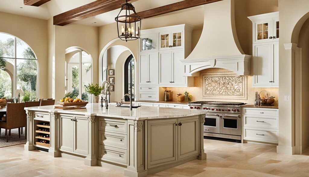 mediterranean kitchen design with island